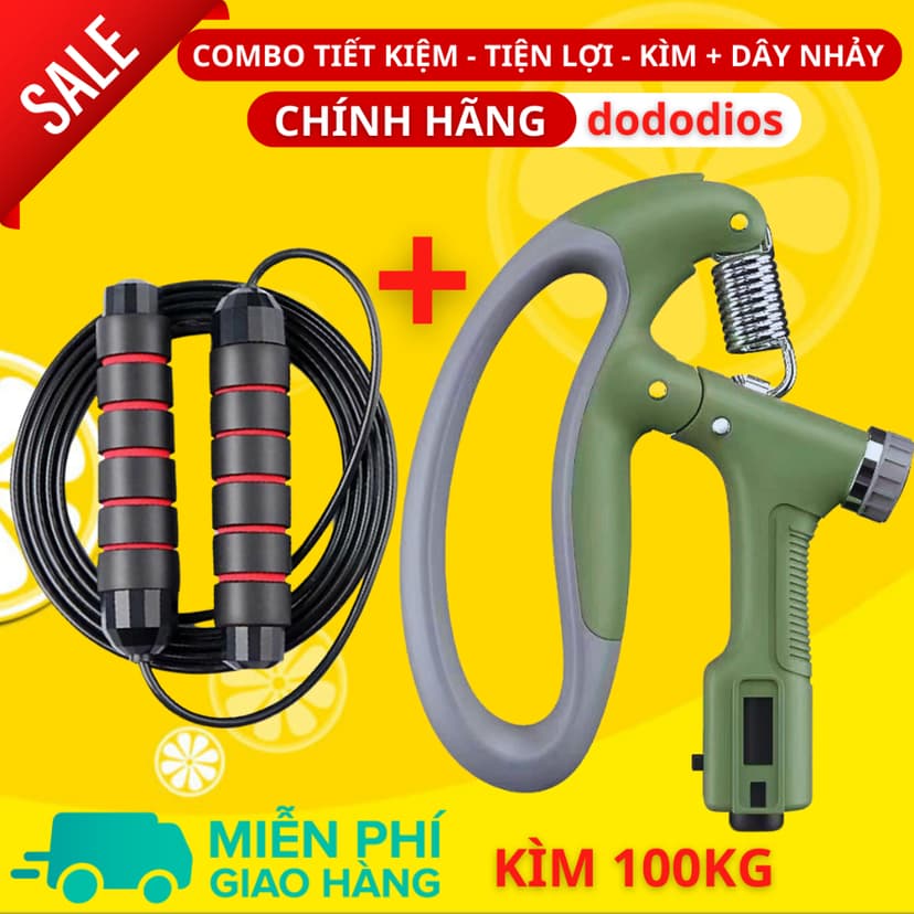 Ảnh Combo Kìm Bóp Tay Dây Nhảy Lõi Thép - Kìm 60kg 100kg Và 120kg - Màn Hình Điện Tử Đếm Số - Hãng Dododios 2