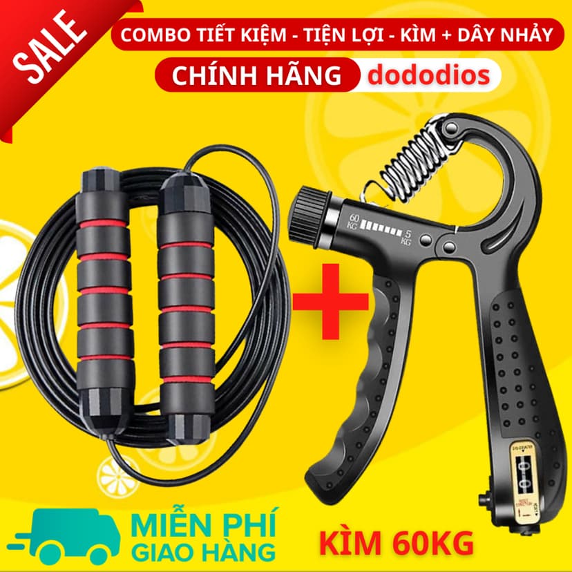 Ảnh Combo Kìm Bóp Tay Dây Nhảy Lõi Thép - Kìm 60kg 100kg Và 120kg - Màn Hình Điện Tử Đếm Số - Hãng Dododios 1