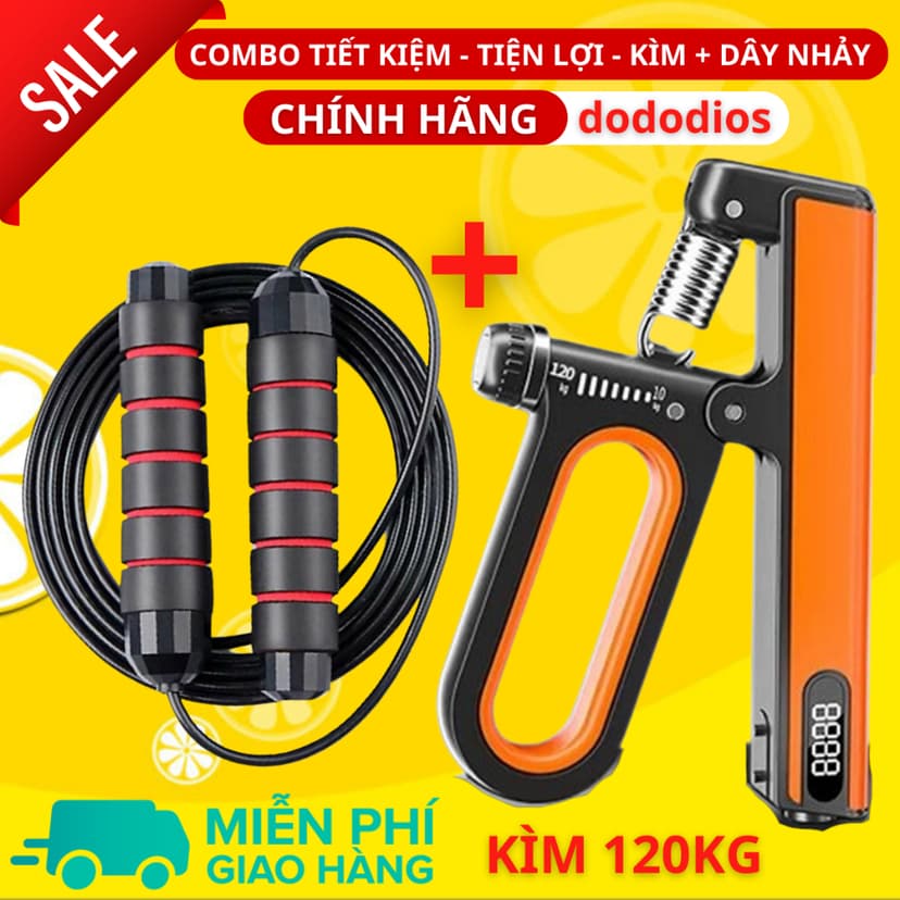 Ảnh Combo Kìm Bóp Tay Dây Nhảy Lõi Thép - Kìm 60kg 100kg Và 120kg - Màn Hình Điện Tử Đếm Số - Hãng Dododios 3