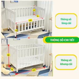 Thumbnail Cũi Cho Bé GOLDCAT 4IN1 Làm Từ Gỗ Quế Tự Nhiên, Có Thể Gấp Gọn Điều Chỉnh 2 Mức Cũi, Kèm Đệm Muslin Cao Cấp 3