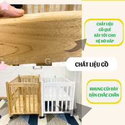 Thumbnail Cũi Cho Bé GOLDCAT 4IN1 Làm Từ Gỗ Quế Tự Nhiên, Có Thể Gấp Gọn Điều Chỉnh 2 Mức Cũi, Kèm Đệm Muslin Cao Cấp 4