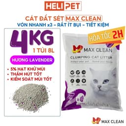 Thumbnail Cát Vệ Sinh Dùng Cho Khay Vệ Sinh, Máy Vệ Sinh Cho Mèo Max Clean Hương Lavender 4Kg Siêu Vón Siêu Ít Bụi 1
