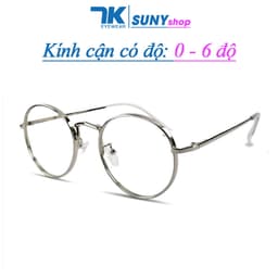 Thumbnail Kính cận có độ 0 - 6 độ nam nữ mắt tròn, gọng kim loại 7K3019. Tròng 0 độ chống ánh sáng xanh tia UV 1