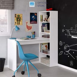 Thumbnail Bàn Làm Việc Kết Hợp Kệ Sách Màu Trắng SIB Decor, Gỗ Chống Ẩm, Bề Mặt Melamine Chống Trầy BLV22 1