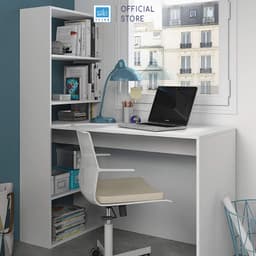 Thumbnail Bàn Làm Việc Kết Hợp Kệ Sách Màu Trắng SIB Decor, Gỗ Chống Ẩm, Bề Mặt Melamine Chống Trầy BLV22 2