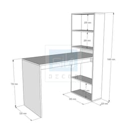 Thumbnail Bàn Làm Việc Kết Hợp Kệ Sách Màu Trắng SIB Decor, Gỗ Chống Ẩm, Bề Mặt Melamine Chống Trầy BLV22 3