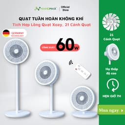 Thumbnail Quạt Cây Đứng Tuần Hoàn Không Khí NANOMAX QN-08, Công Suất 60W, Tùy Chỉnh Độ Cao 3 Mức, Tặng Kèm Điều Khiển Từ Xa 1