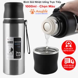 Thumbnail Bình Phích Inox Giữ Nhiệt Nóng Lạnh Good 1000ml Có Nút Nhấn Uống Luôn Có Quai Đeo, Cốc Uống Chính Hãng Amalife 1