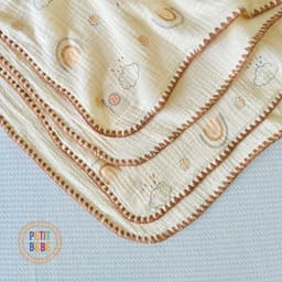 Thumbnail Chăn đa năng 70x90cm viền thủ công cho bé PETIT BEBE muslin 4 lớp thấm hút thoáng khí 4