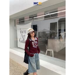 Thumbnail Áo croptop dài tay MC21.STUDIOS thun oversize Ulzzang Streetwear Hàn Quốc chất xịn tee form rộng t-shirt pull A3735 4