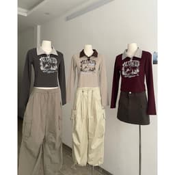 Thumbnail Áo croptop dài tay MC21.STUDIOS thun oversize Ulzzang Streetwear Hàn Quốc chất xịn tee form rộng t-shirt pull A3735 1