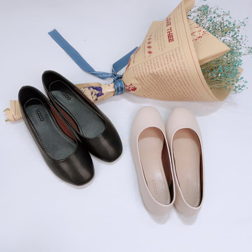 Ảnh Giày Bệt Nữ Búp Bê Da Thật Cao Cấp, Guốc Đế Bằng Mũi Vuông Trơn Da Mềm Siêu Êm NUDDO - NT006 1