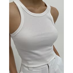 Thumbnail idée Áo croptop ba lỗ nữ ôm cổ tròn vải thun cotton gân 1