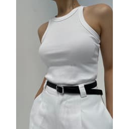 Thumbnail idée Áo croptop ba lỗ nữ ôm cổ tròn vải thun cotton gân 3