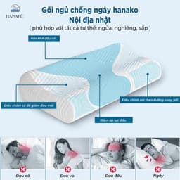 Thumbnail Gối ngủ chống đau vai gáy công thái học HANAKO nội địa nhật, chất liệu mút cô đặc cao cấp- Tặng vỏ gối 2