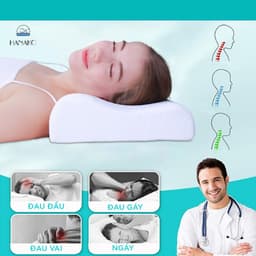 Thumbnail Gối ngủ chống đau vai gáy công thái học HANAKO nội địa nhật, chất liệu mút cô đặc cao cấp- Tặng vỏ gối 4