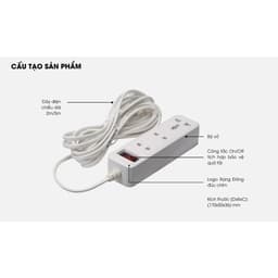 Thumbnail Ổ cắm kéo dài 2m và 5m Rạng Đông - Model: OC05 3C/2M/10A 2