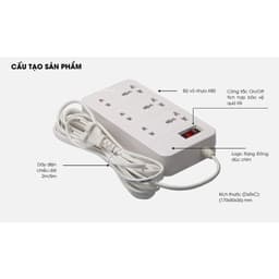 Thumbnail Ổ cắm kéo dài nhiều ổ dây 2m và 5m Rạng Đông - Model: OC06 6C/2M/10A 2