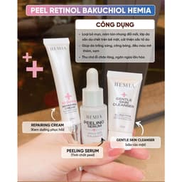 Thumbnail Set 3 sản phẩm peel da HEMIA gồm sữa rửa mặt, tinh chất tái tạo retinol 0.5%, kem dưỡng phục hồi da 2
