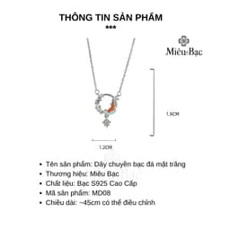 Thumbnail Dây chuyền bạc nữ Miêu Bạc vòng cổ hình mặt trăng chất liệu bạc 925 đính đá Moonstone phụ kiện trang sức nữ MD08x 3