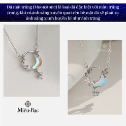 Thumbnail Dây chuyền bạc nữ Miêu Bạc vòng cổ hình mặt trăng chất liệu bạc 925 đính đá Moonstone phụ kiện trang sức nữ MD08x 2