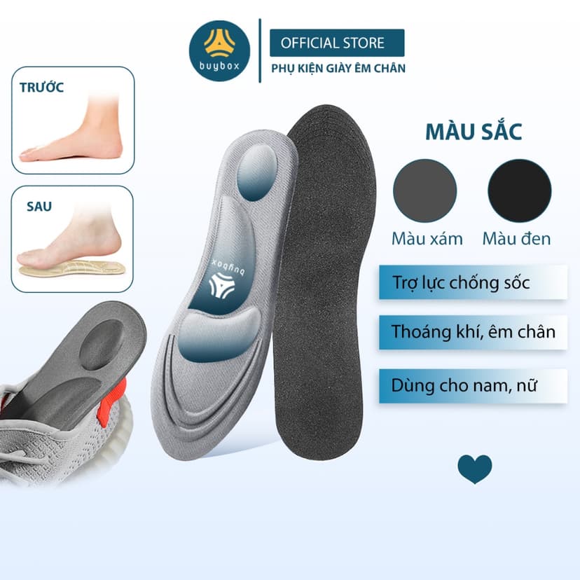Ảnh Lót giày thể thao 4D có gờ chống sốc giảm mỏi gang bàn chân - buybox - BBPK36 1