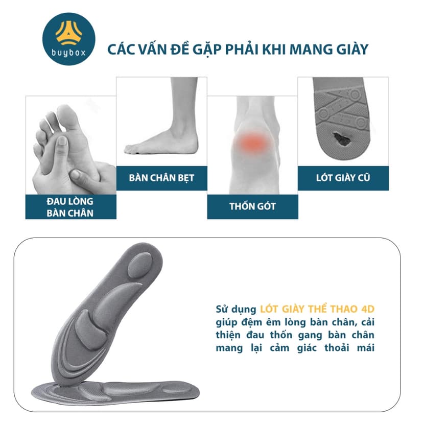 Ảnh Lót giày thể thao 4D có gờ chống sốc giảm mỏi gang bàn chân - buybox - BBPK36 2