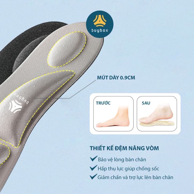 Ảnh Lót giày thể thao 4D có gờ chống sốc giảm mỏi gang bàn chân - buybox - BBPK36 4