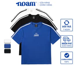 Thumbnail Áo thun Form rộng NOAM Triple Stripes Unisex 100% Cotton - Màu đen/trắng/xanh 1