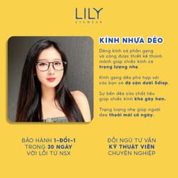 Thumbnail Gọng kính cận vuông nam nữ Lilyeyewear chất liệu nhựa dẻo phụ kiện thời trang 22313 2