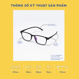Thumbnail Gọng kính cận vuông nam nữ Lilyeyewear chất liệu nhựa dẻo phụ kiện thời trang 22313 3
