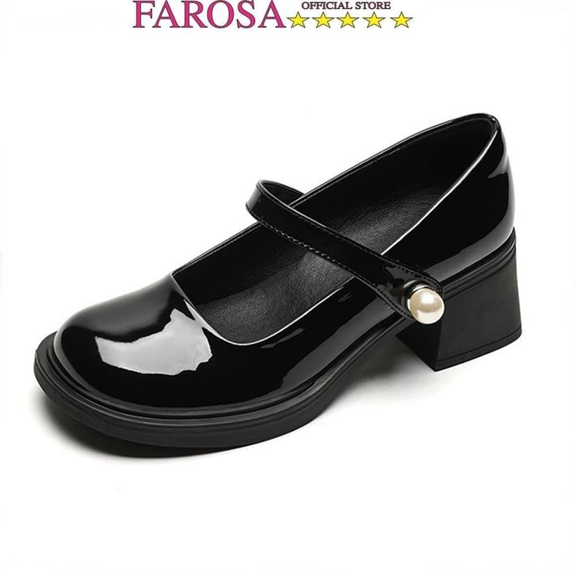 Ảnh Giày Lolita Nữ Quai hạt ngọc Ngọc  FAROSA - V68 Giày búp bê nữ đế độn 5 phân 2 màu siêu hót 1