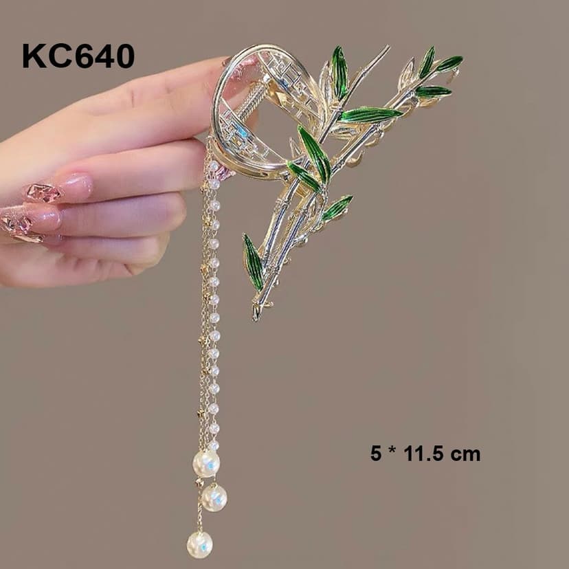 Ảnh GOTI – Kẹp Tóc Hình Lá Tre Xanh Phối Tua Rua Hạt Thanh Lịch – Phụ Kiện Thời Trang Làm Quà Tặng Dành Cho Nữ KC640 2