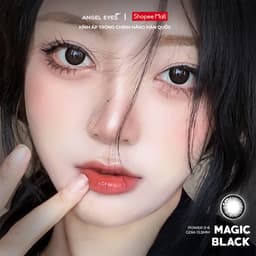 Thumbnail Lens giãn tròng màu đen tự nhiên có độ 0-6 Magic Black nhãn hiệu Angel Eyes, kính giãn tròng màu đen hiệu ứng giãn 14.5 1