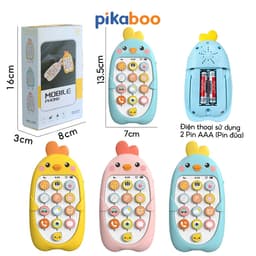Thumbnail Combo điện thoại đồ chơi cho bé gà vàng kèm pin đáng yêu có đèn và nhạc Pikaboo, chất liệu cao cấp 3