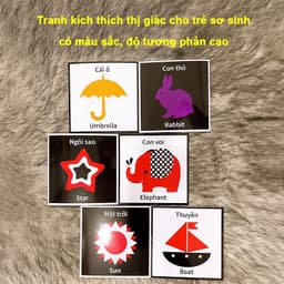 Thumbnail Sách - Flash Card Kích Thích Thị Giác cho trẻ sơ sinh - bản Zic Zắc 40 hình, kích thước 21cm x 21cm. 3