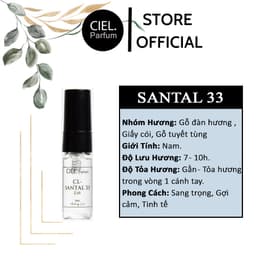 Thumbnail Nước hoa nam cao cấp CL Santal 33 Edp chính hãng CIEL Parfum phong cách Sang trọng, gợi cảm, tinh tế 1