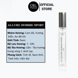 Thumbnail Nước hoa nam cao cấp CL ALLURE HOMME SPORT Edt chính hãng CIEL Parfum 12ml phong cách Tinh tế, Nam tính, Hiện đại 1
