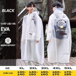 Thumbnail Áo Mưa Người Lớn Kèm Vành Mũ Nam Nữ Cao Từ 120 - 180 Cm Chất Liệu Eva Chông Nước Tốt Siêu Nhẹ Cleacco AM Boro Sport 1