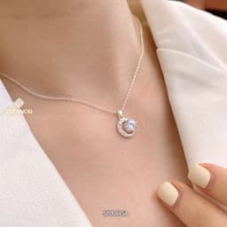 Thumbnail Dây chuyền bạc nữ Eleanor Accessories hình mặt trăng đính đá bạc 925 phụ kiện trang sức vòng cổ 6454 2