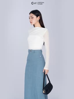 Thumbnail Áo Thun 𝐂𝐂𝐇𝐀𝐓 Lưới Xếp Vai Dáng Ôm Chất Vải Cao Cấp Mềm Mịn Co Giãn 4 Chiều 23TDC2013OT 3