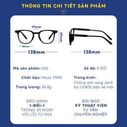 Thumbnail Kính cận nam Lily Eyewear chất liệu nhựa cứng cáp mắt vuông giả cận thời trang LUTTO 636 4