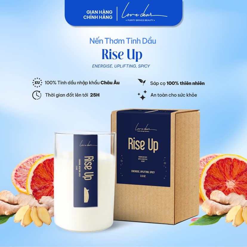 Ảnh Nến Thơm Tinh Dầu Cao Cấp LoveDear - Rise Up 100g Không Khói Decor Sang Trọng 1