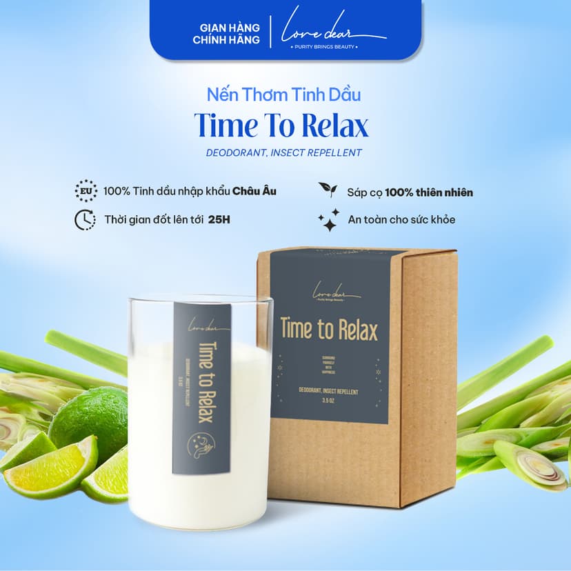 Ảnh Nến Thơm LoveDear Time To Relax Từ Tinh Dầu Thiên Nhiên và Sáp Cọ cao cấp - Trang Trí Decor 100g & 200g 1