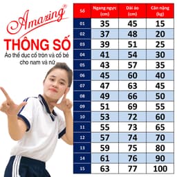 Thumbnail Áo thun thể dục 3 sọc vai, cổ bẻ và cổ tròn, đồng phục thể thao cho học sinh nam nữ, từ 20-105kg 2