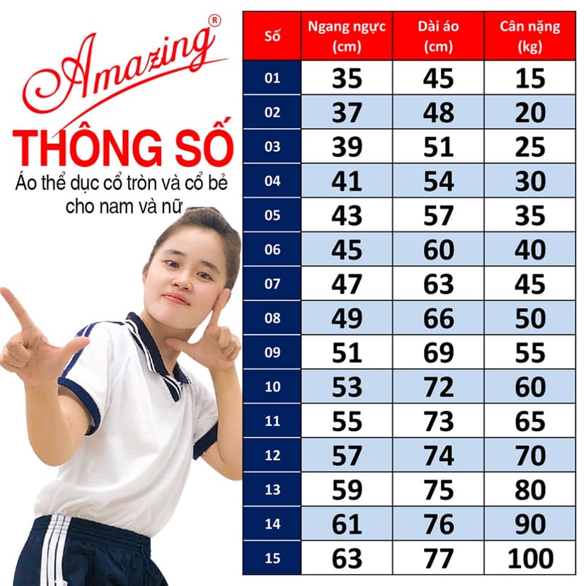 Ảnh Áo thun thể dục 3 sọc vai, cổ bẻ và cổ tròn, đồng phục thể thao cho học sinh nam nữ, từ 20-105kg 2