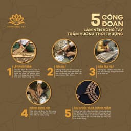 Thumbnail Vòng tay trầm hương hạt tròn mix hoa sen Trầm tóc vườn, sánh chìm, tóc kiến tự nhiên -Xưởng Mộc Việt 4