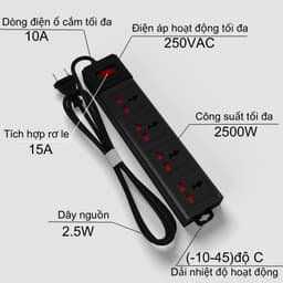 Thumbnail Ổ cắm điện đa năng Rạng Đông 4 ổ cắm, dài 3-5 mét Model OC02 4C/3M/10A 3