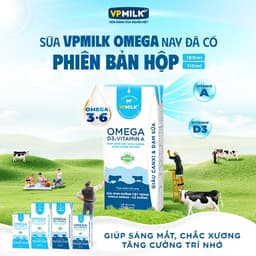 Thumbnail Sữa Dinh Dưỡng Tiệt Trùng VPMilk Omega Ít Đường dạng hộp 180ml (thùng 48 hộp) 1