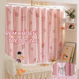 Thumbnail Rèm Khoen hoạ tiết treo tường chống nắng, trang trí cửa sổ  phòng khách decord phòng ngủ sang trọng tặng dây buộc rèm 3